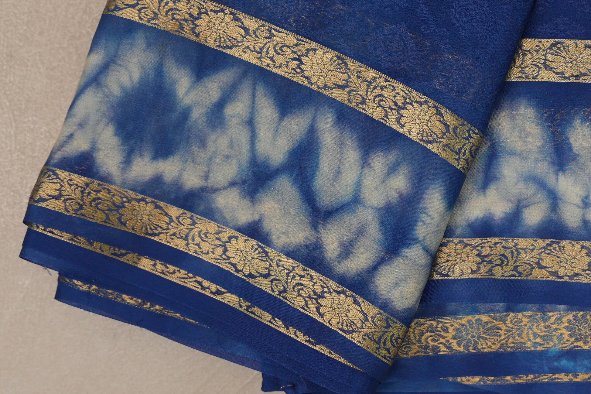 Ink Blue Mysore Silk Saree border zoom