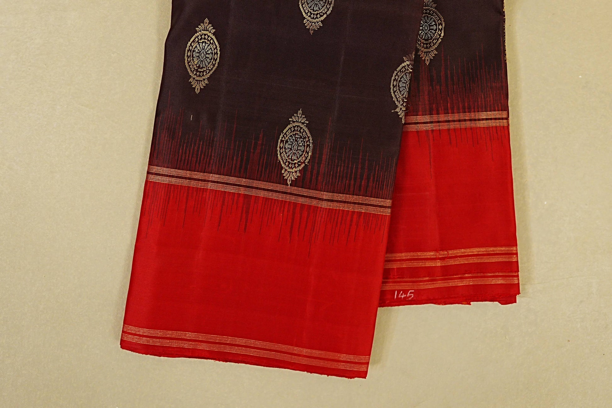 Dark Coffee Brown Light Weight Kanchipuram Silk Saree border zoom