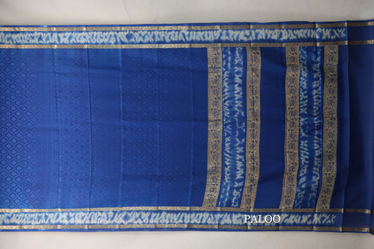 Ink Blue Mysore Silk Saree paloo