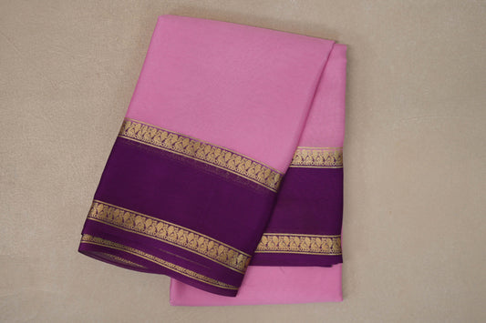 folded Light Rose Pink Mysore Silk Saree