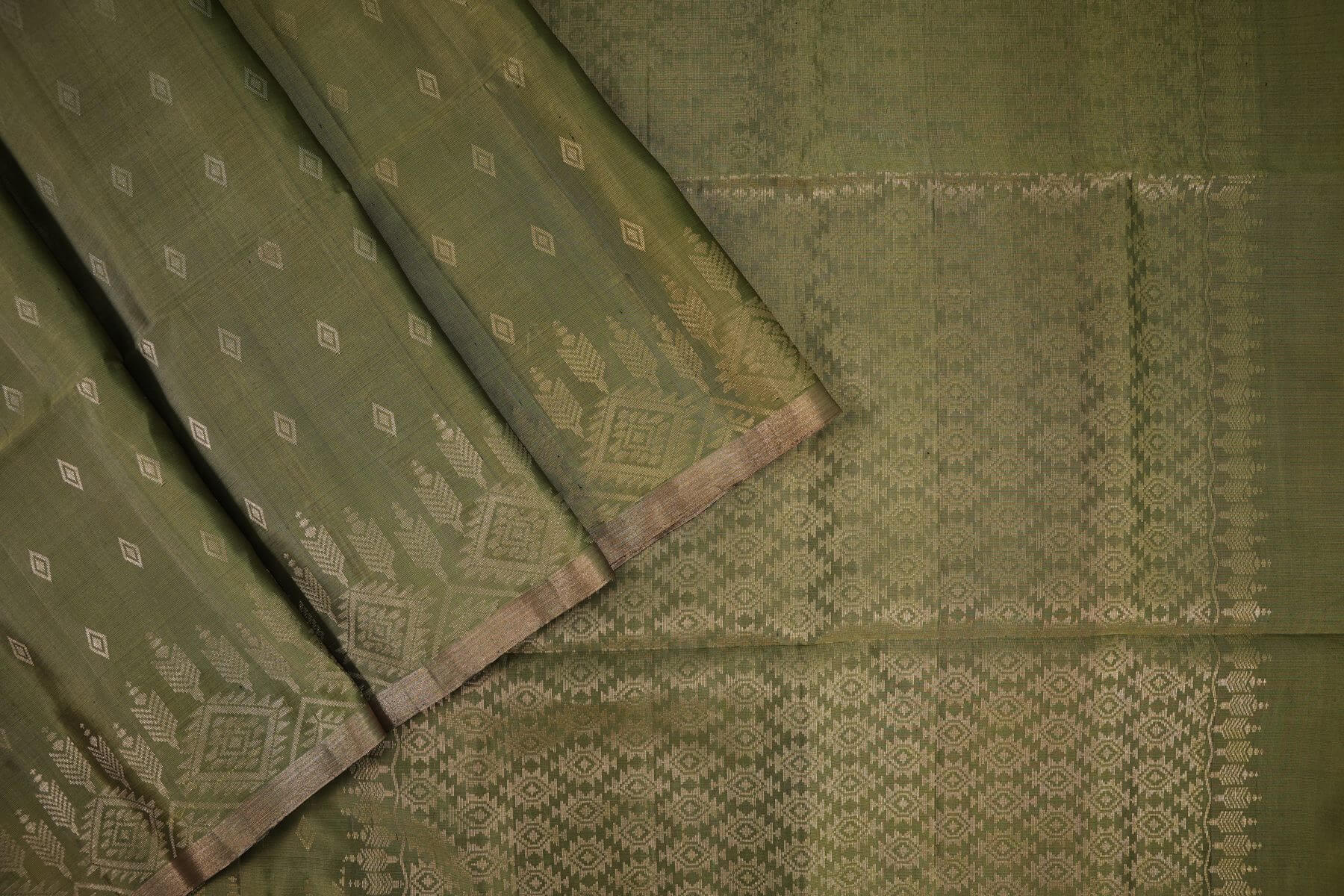 Elaichi green soft silk saree