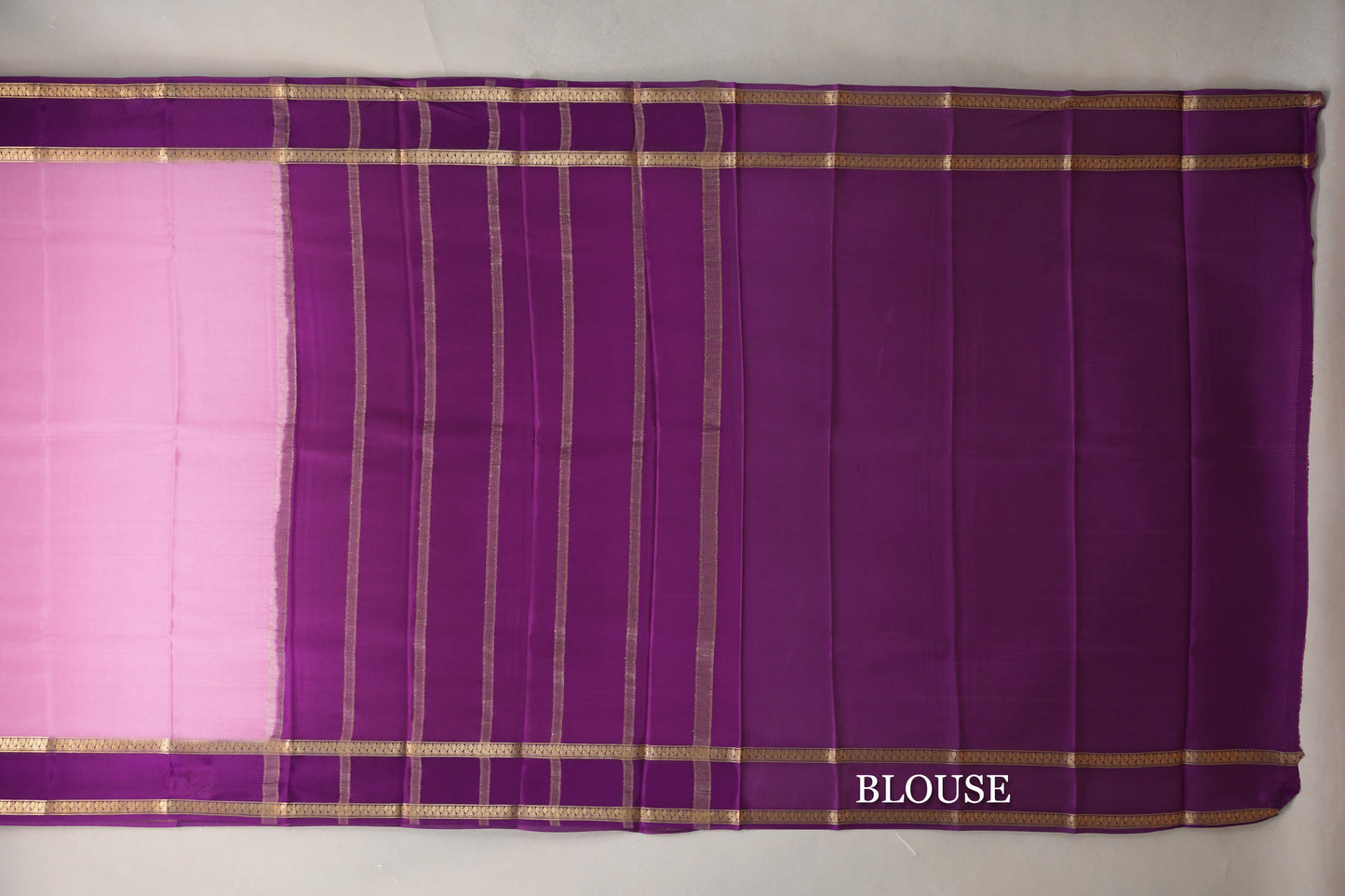 Light Rose Pink Mysore Silk Saree blouse