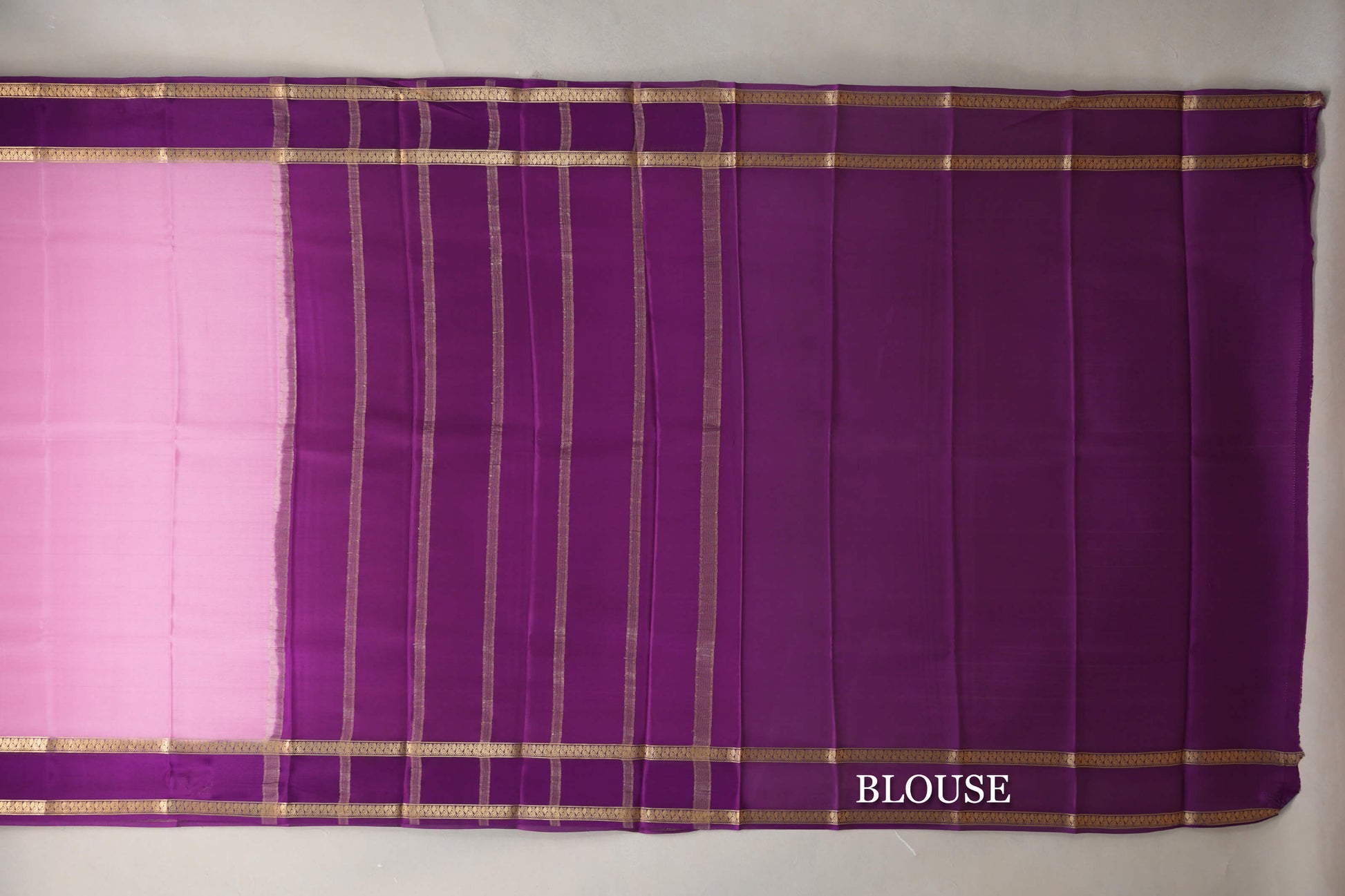 Light Rose Pink Mysore Silk Saree blouse