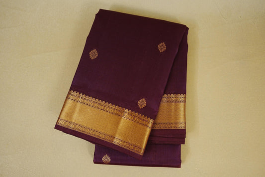 folded Deep Purple Light Weight Kanchipuram Silk Saree