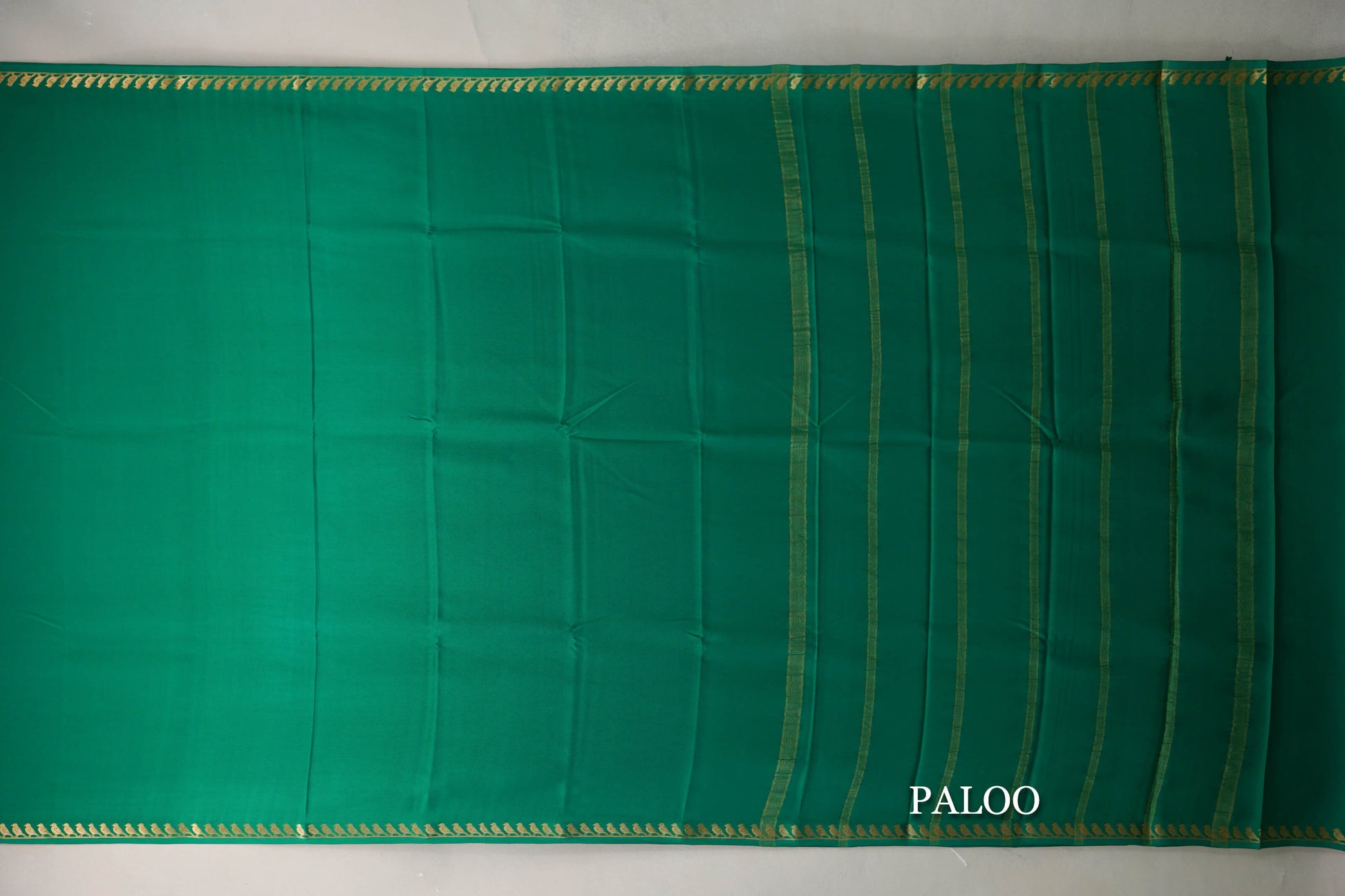 Emerald Green Mysore Silk Saree paloo