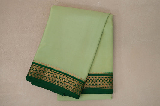 folded Pastel Pistachio Green  Mysore Silk Saree