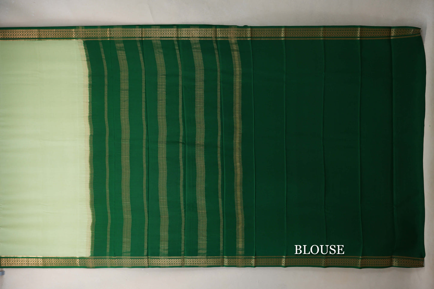 Pastel Pistachio Green  Mysore Silk Saree blouse