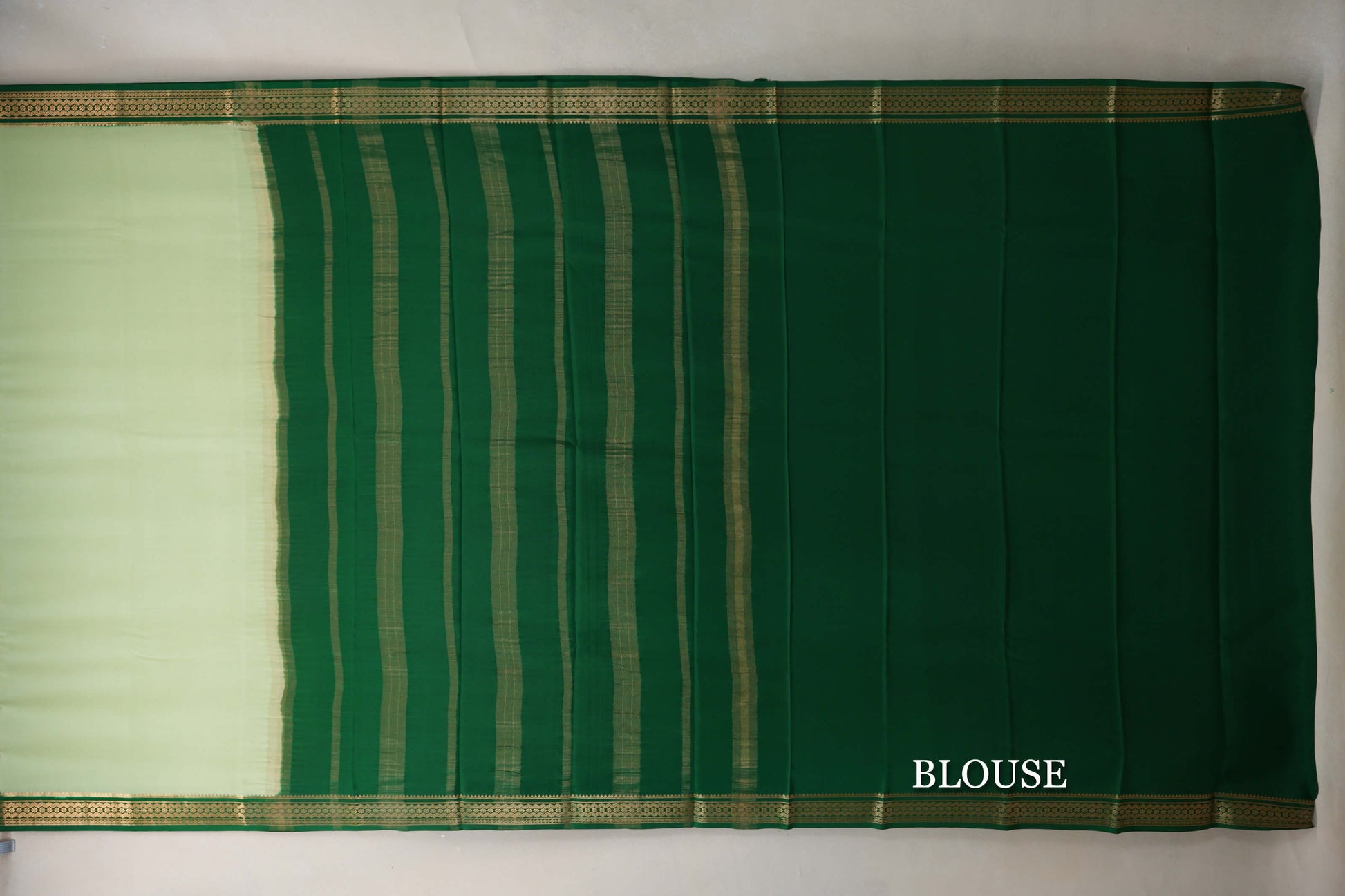 Pastel Pistachio Green  Mysore Silk Saree blouse