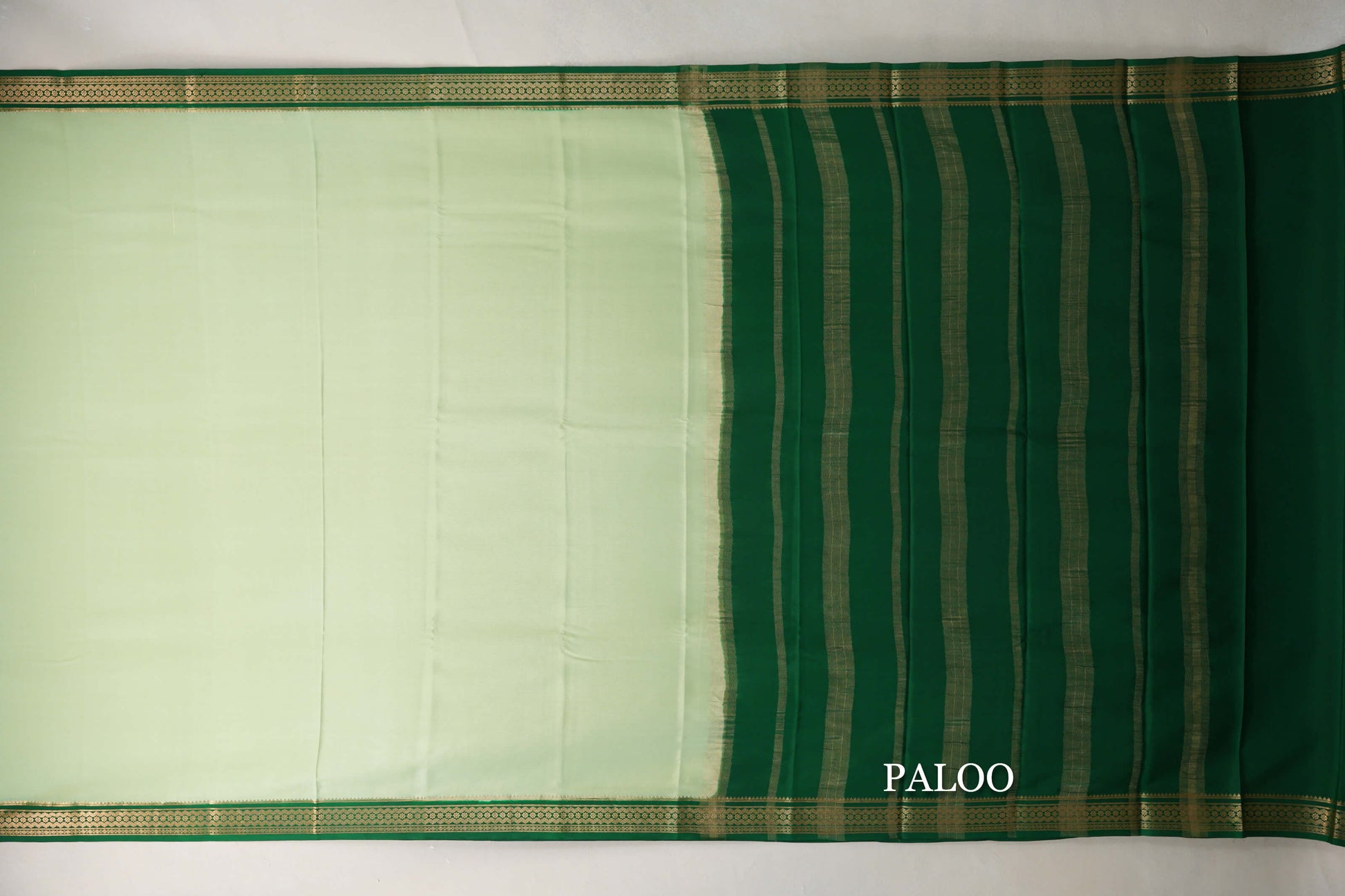 Pastel Pistachio Green  Mysore Silk Saree paloo