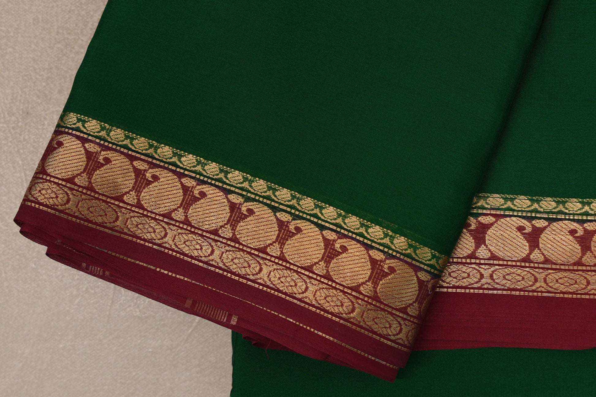 Forest Green Mysore Silk Saree border zoom