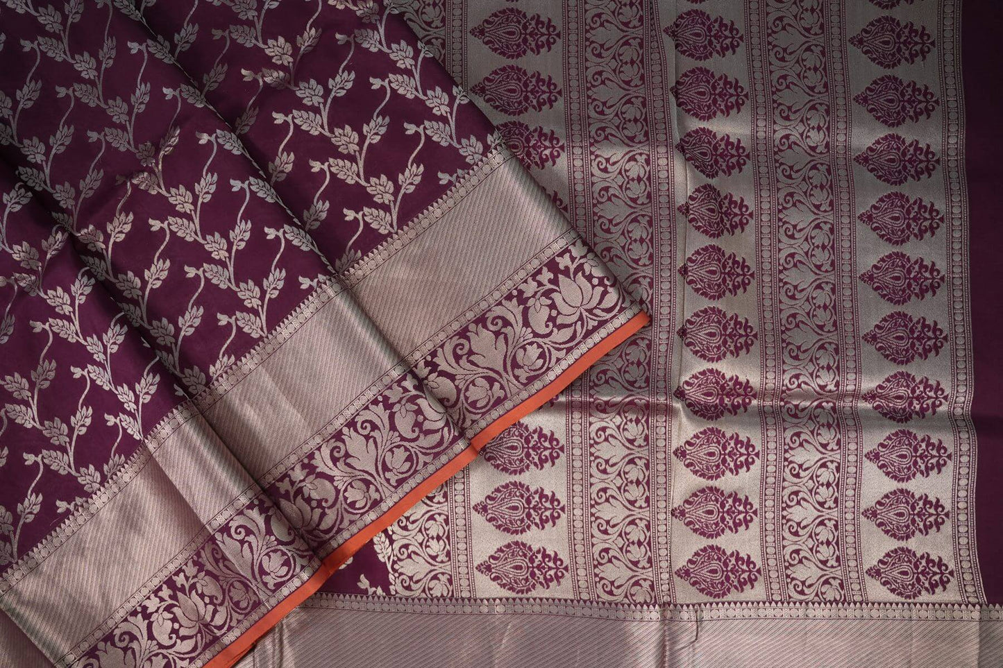 Dark magenta soft silk saree