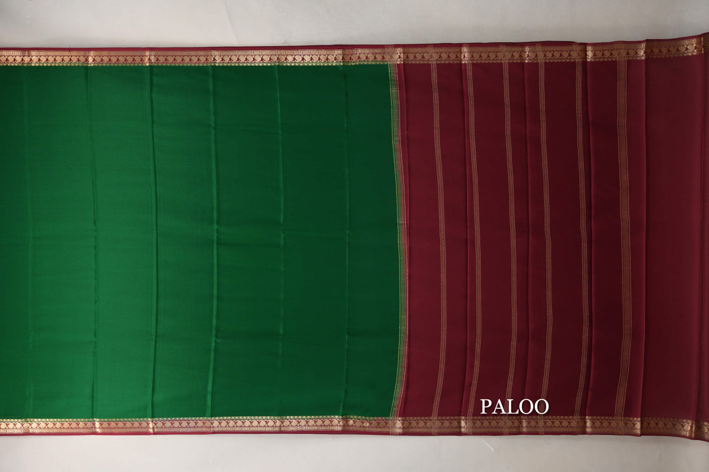 Forest Green Mysore Silk Saree paloo
