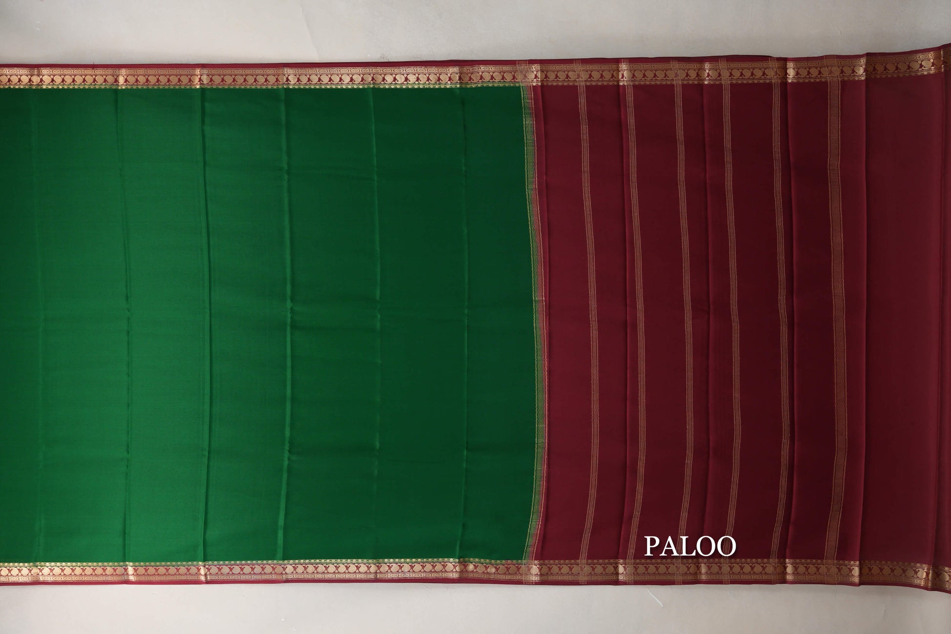 Forest Green Mysore Silk Saree paloo