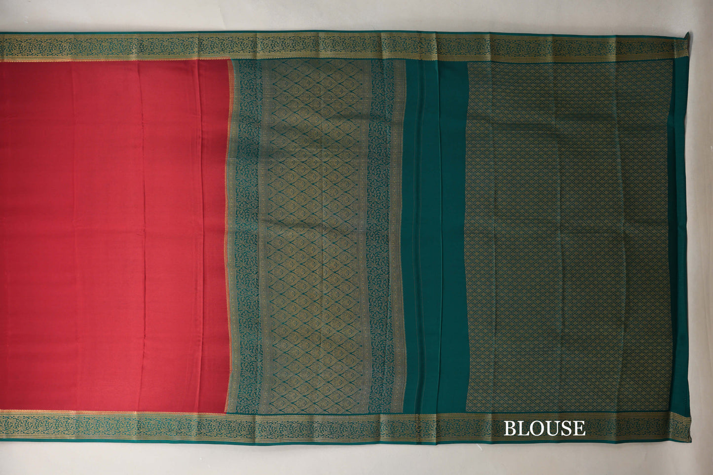 Deep Red Mysore Silk Saree  blouse