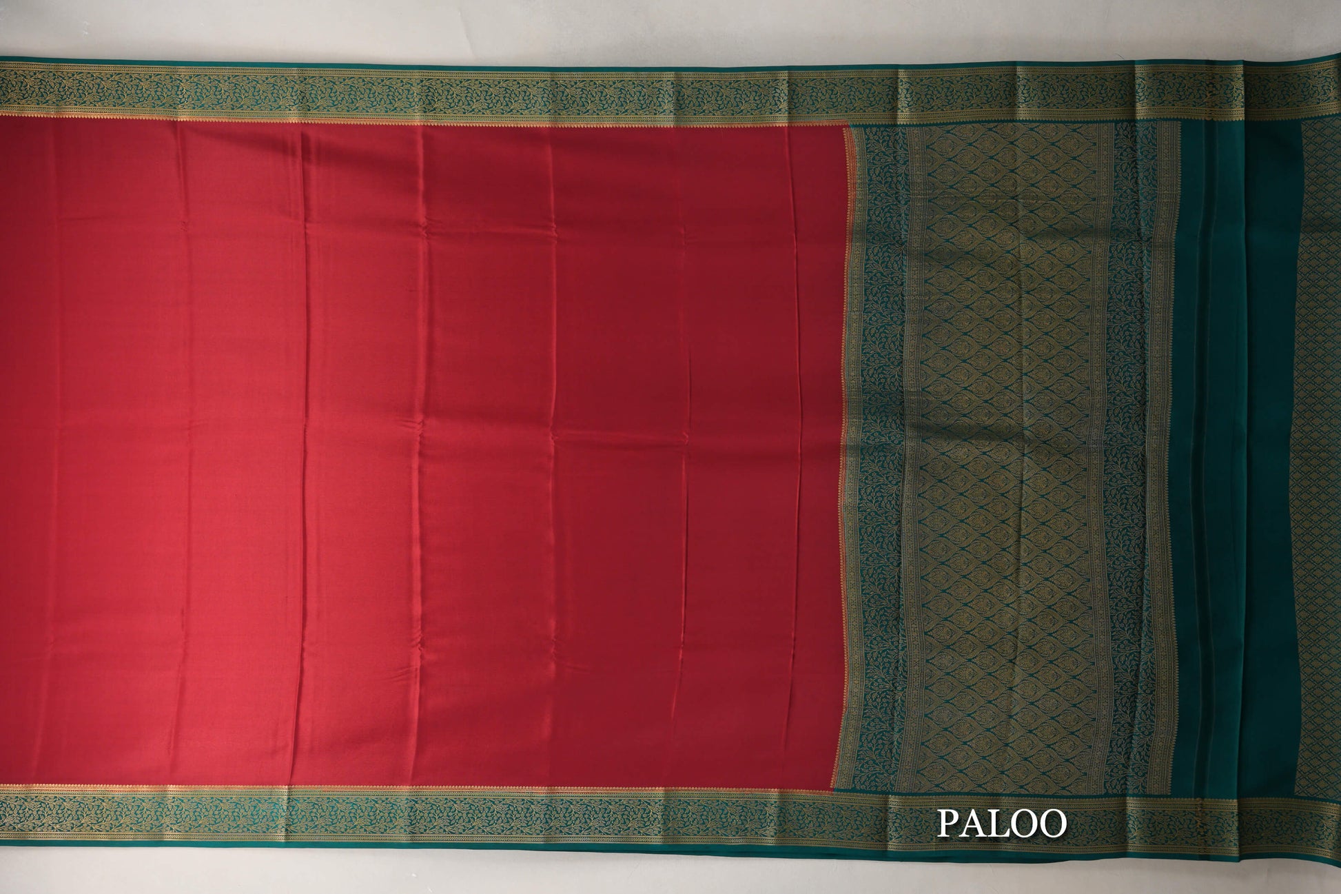 Deep Red Mysore Silk Saree paloo