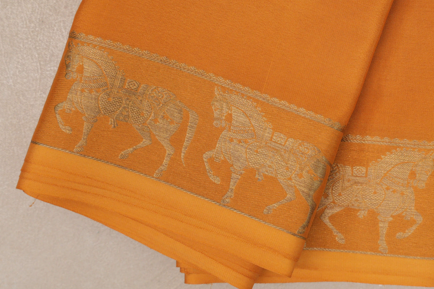 Oil Mustard Mysore Silk Saree  border zoom