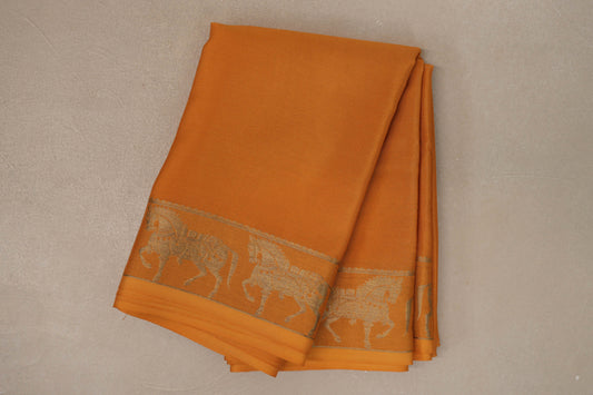 folded Oil Mustard Mysore Silk Saree 