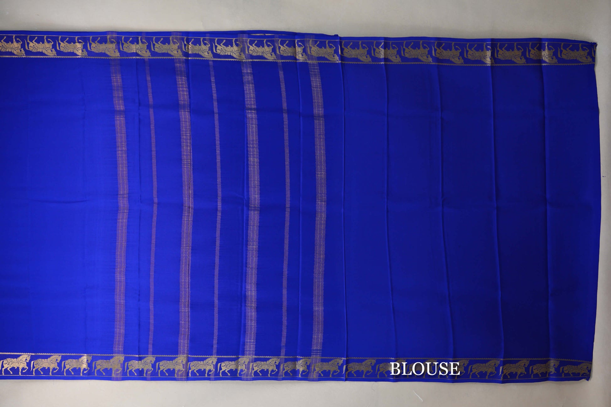 Bright Royal Blue Mysore Silk Saree blouse