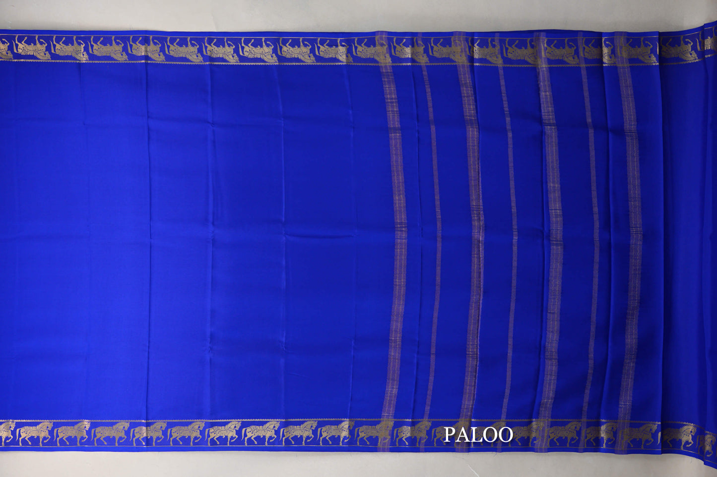 Bright Royal Blue Mysore Silk Saree paloo