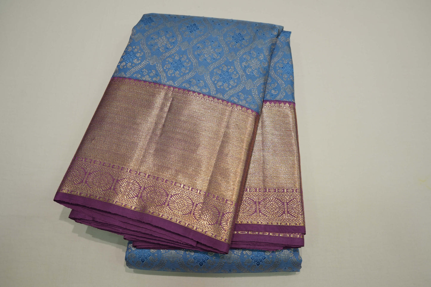 Bluish grey vintage kanchipuram silk saree