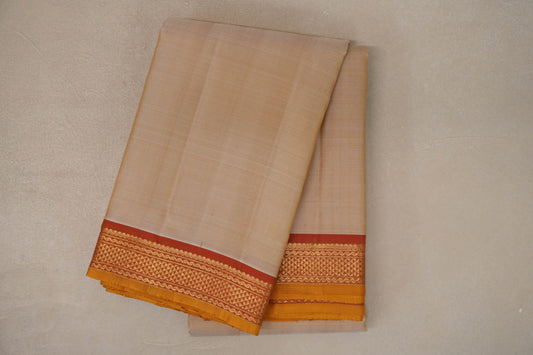Light Mustard with Dual Tone of Red and Mustard Borders Vintage Kanjivaram Silk Saree by Shreenivas Silks PSSR019619