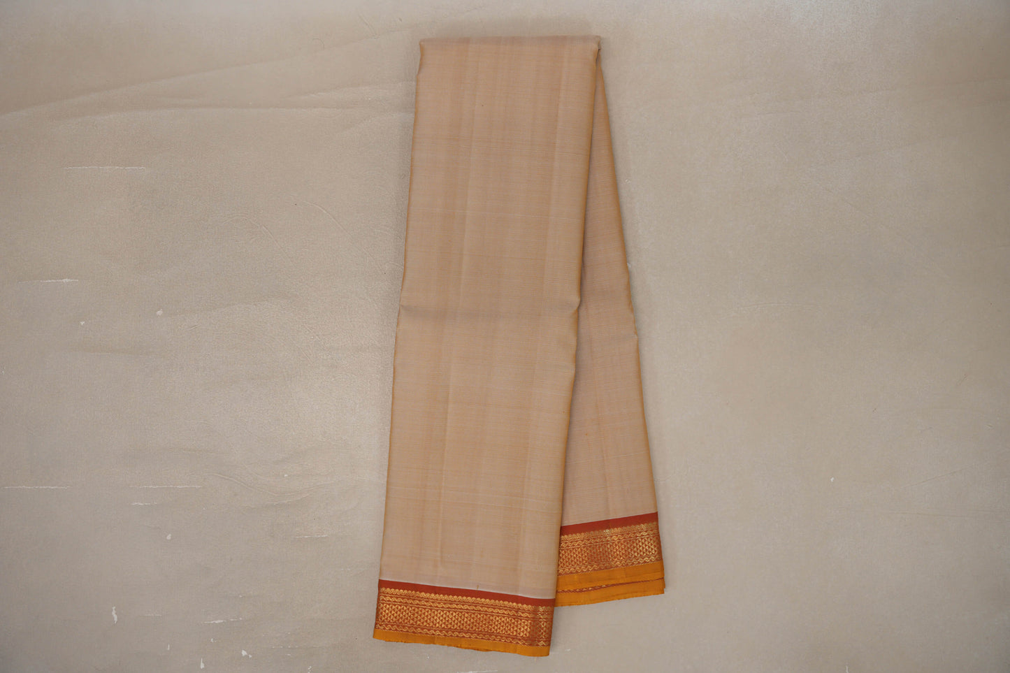 Light Mustard with Dual Tone of Red and Mustard Borders Vintage Kanjivaram Silk Saree by Shreenivas Silks PSSR019619