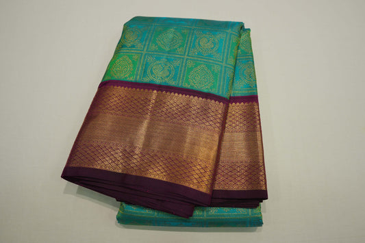 Peacock green vintage kanchipuram silk saree