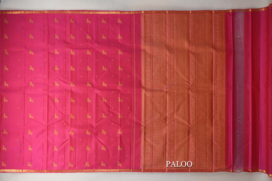 Orangish Pink Vintage Kanjivaram Silk Saree by Shreenivas Silks PSSR019620