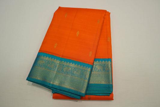 Fanta orange vintage kanchipuram silk saree
