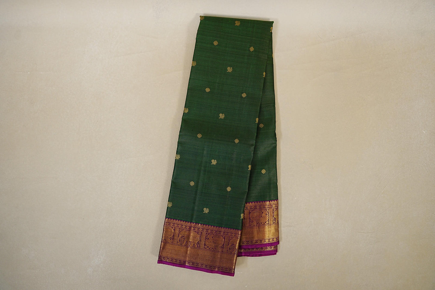 Bottle Green with Magenta Borders Heirloom Kanjivaram Silk Saree  online