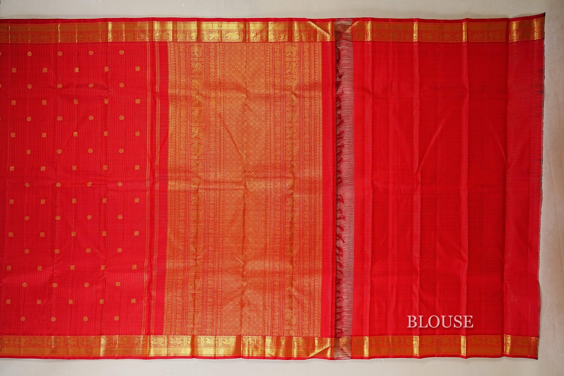 Red Heirloom Kanjivaram Silk Saree  blouse