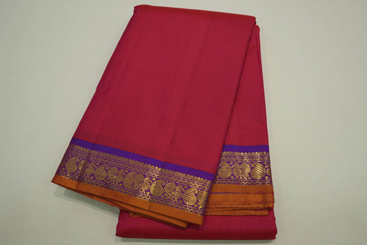 Reddish pink vintage kanchipuram silk saree