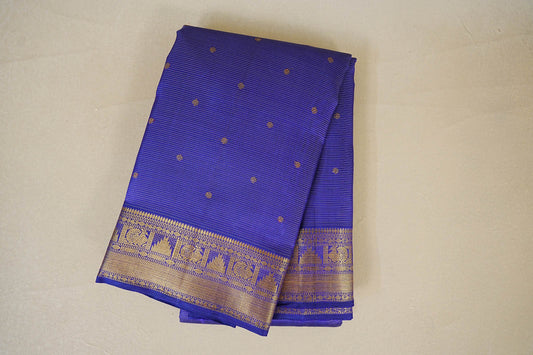 folded Royal Blue Heirloom Kanjivaram Silk Saree 
