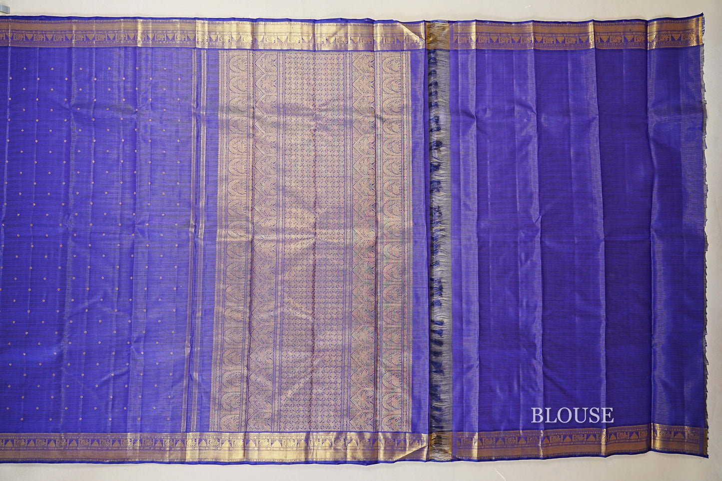 Royal Blue Heirloom Kanjivaram Silk Saree blouse
