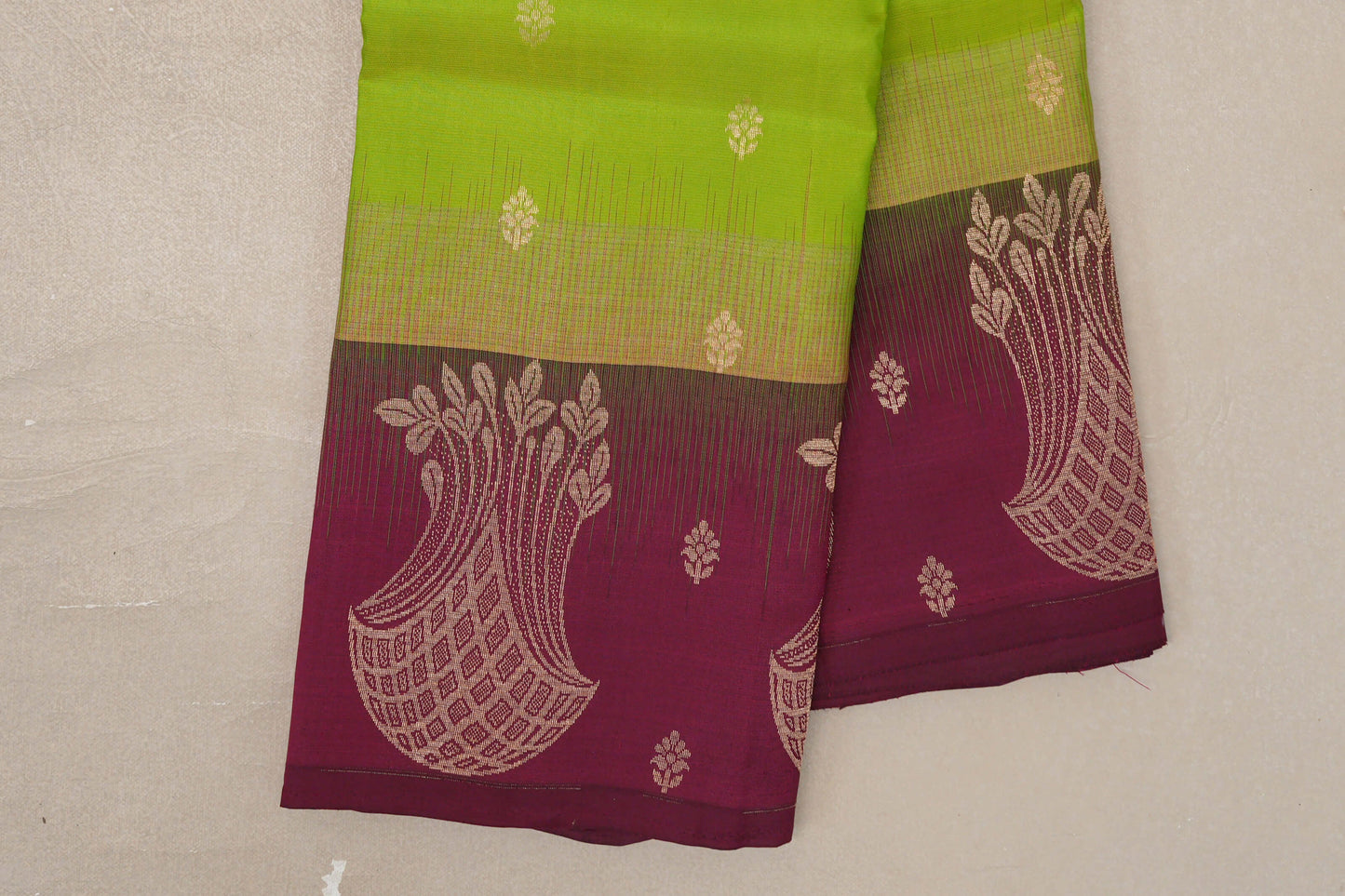 Parrot Green with Deep Magenta Borders Light Weight Kanchipuram Silk Saree by Shreenivas Silks PSSR019640
