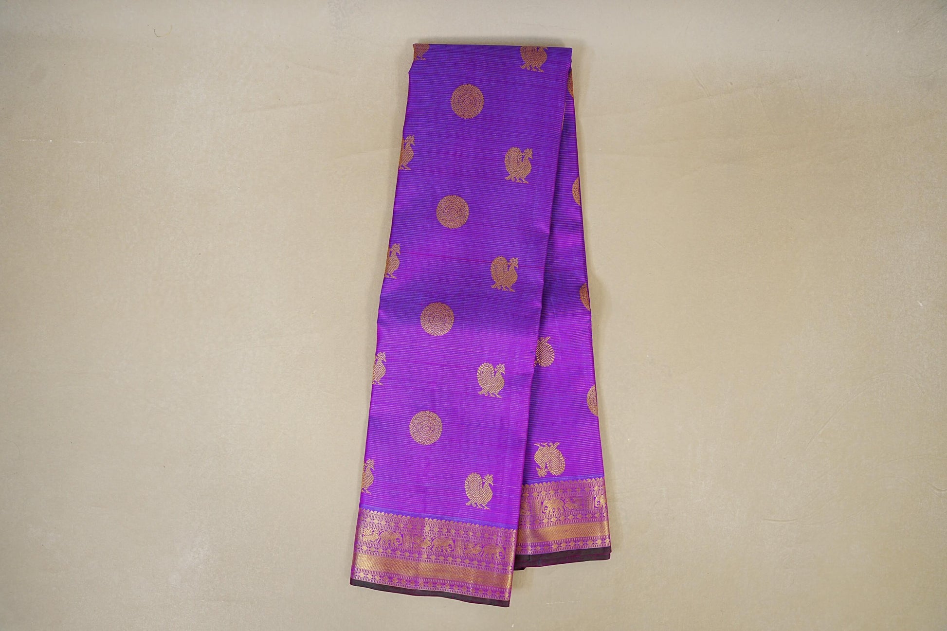 Dual Tone Purple and Blue Heirloom Kanjivaram Silk Saree online