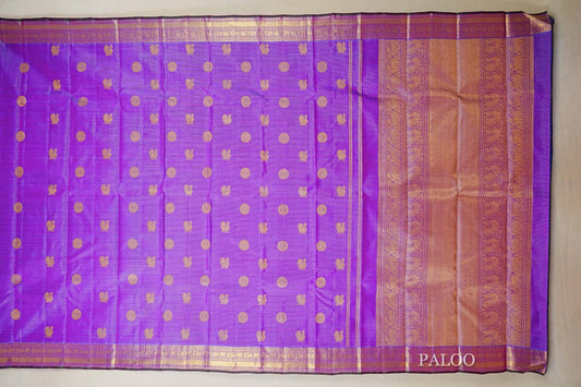 Dual Tone Purple and Blue Heirloom Kanjivaram Silk Saree paloo