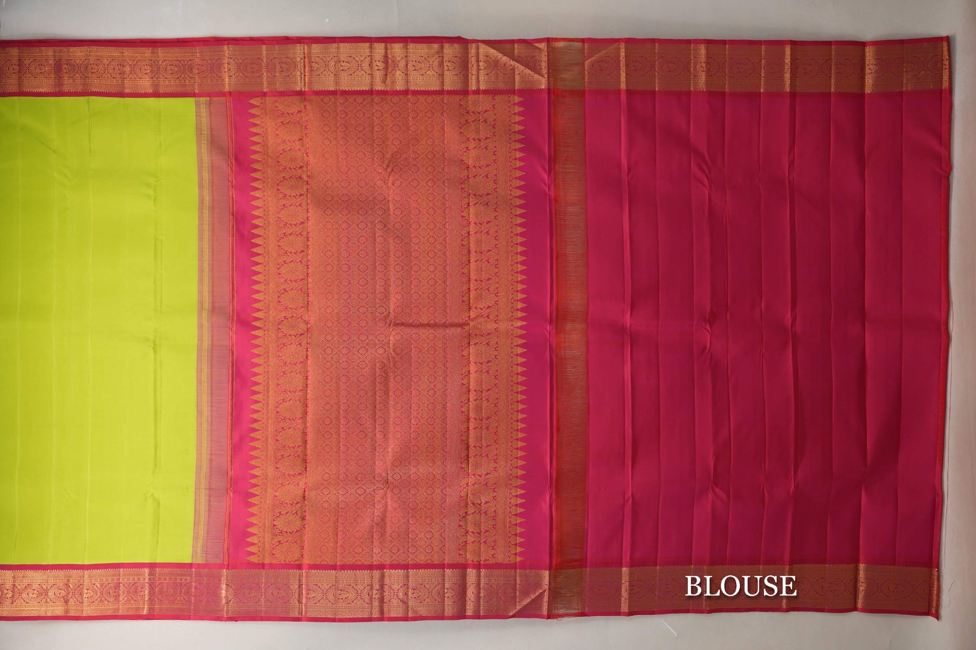 Parrot Green Vintage Kanjivaram Silk Saree blouse
