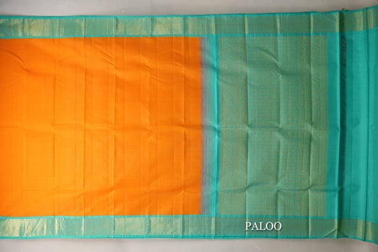 Mango Orange Vintage Kanjivaram Silk Saree paloo