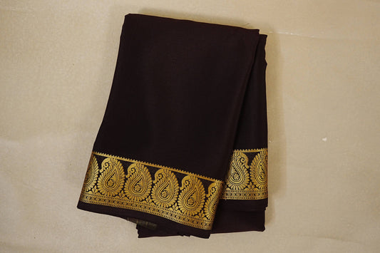 Dark Coffee Brown Mysore Silk Saree