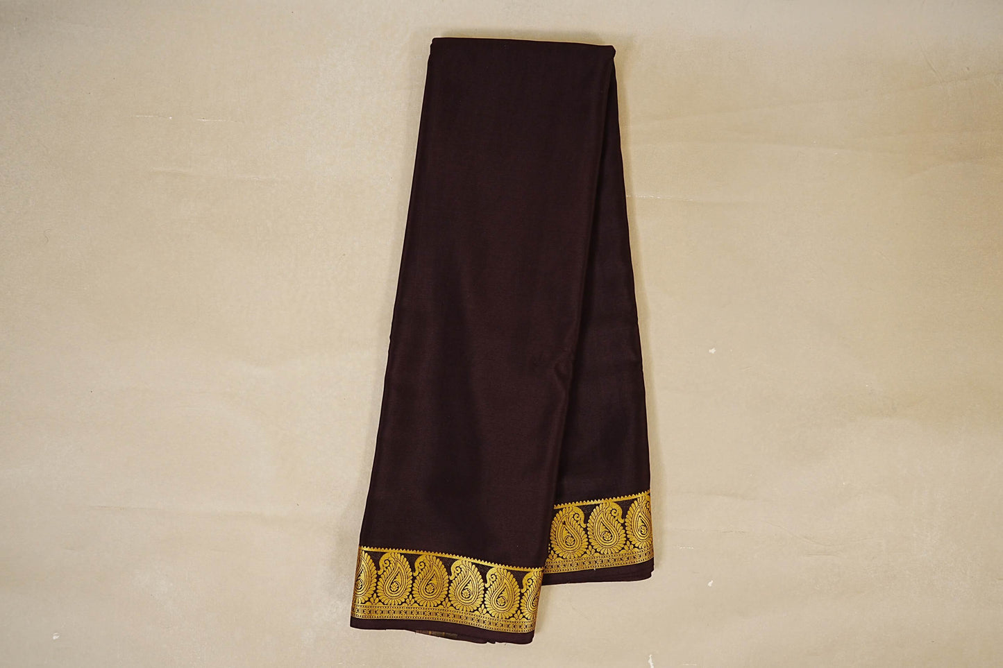 Dark Coffee Brown Mysore Silk Saree