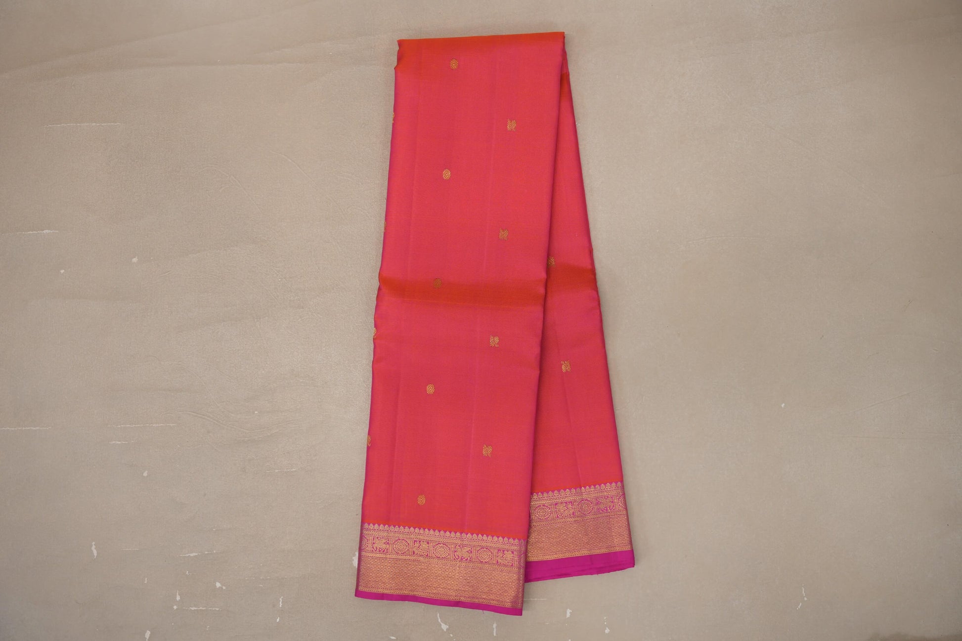 Orangish Pink Vintage Kanjivaram Silk Saree online