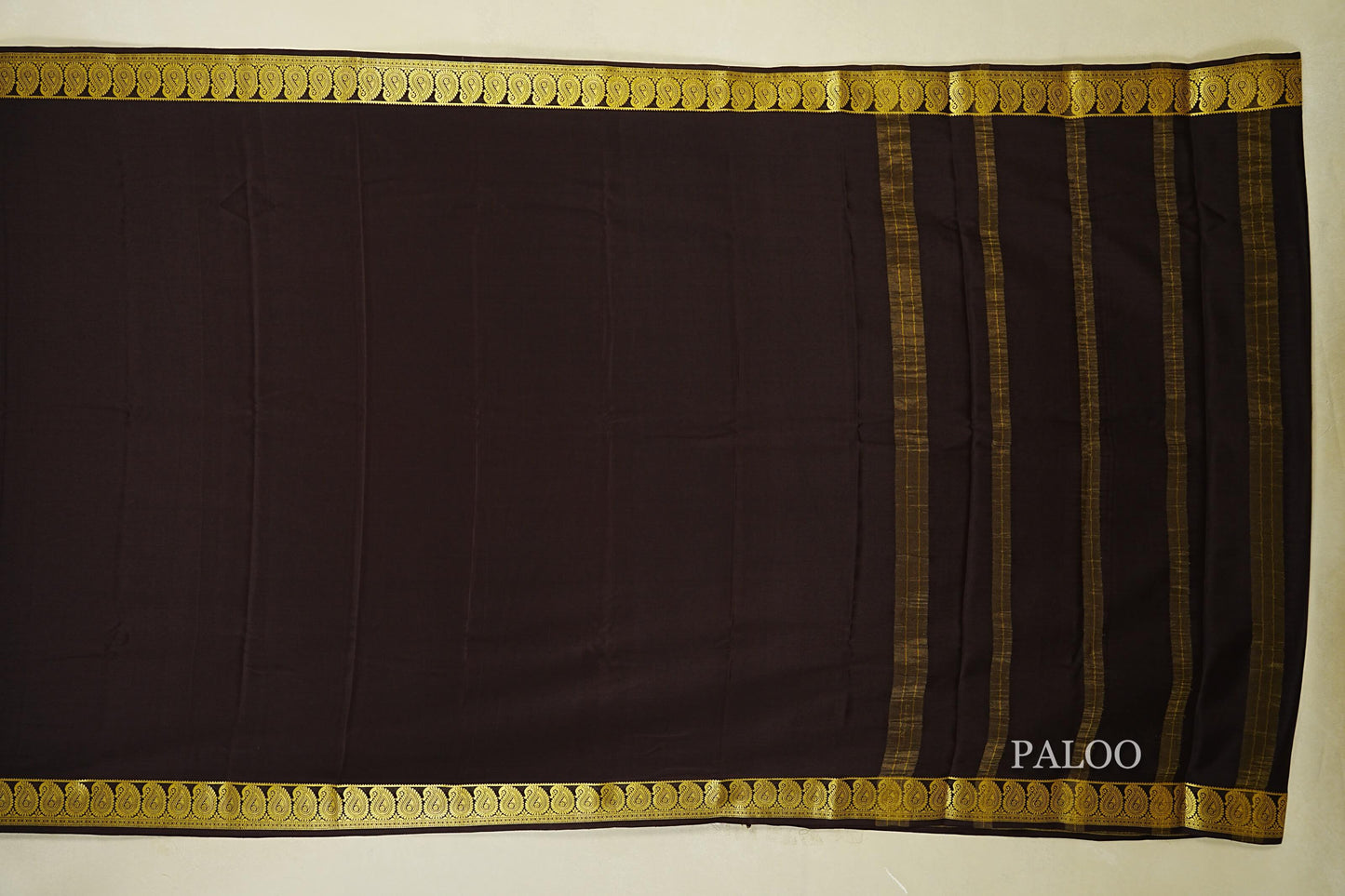 Dark Coffee Brown Mysore Silk Saree paloo