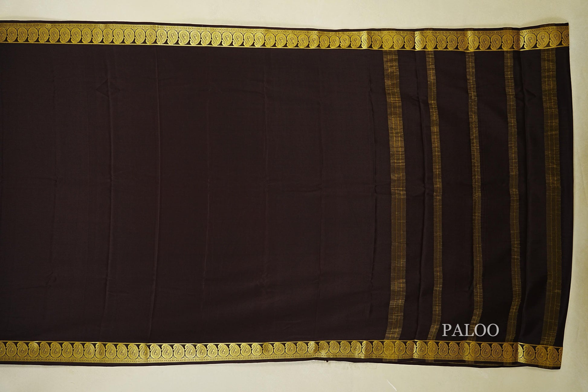Dark Coffee Brown Mysore Silk Saree paloo