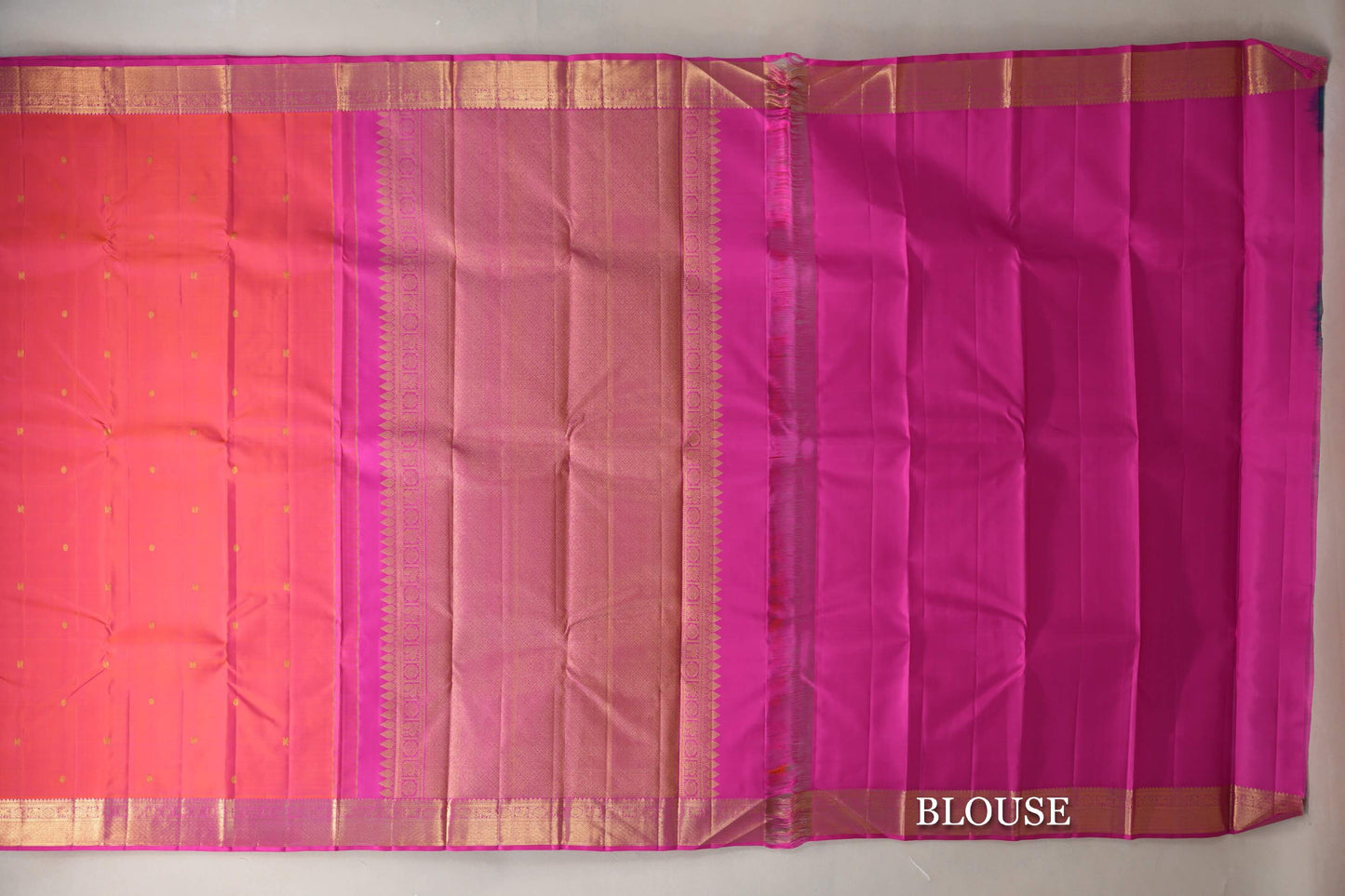 Orangish Pink Vintage Kanjivaram Silk Saree blouse