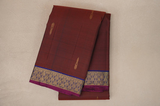 folded Bean Brown Vintage Kanjivaram Silk Saree 