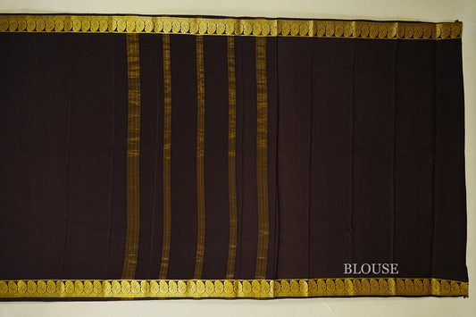Dark Coffee Brown Mysore Silk Saree blouse