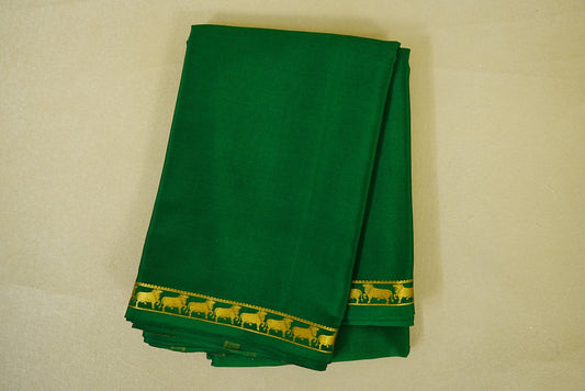 Bottle Green with gold borders Mysore Silk Saree
