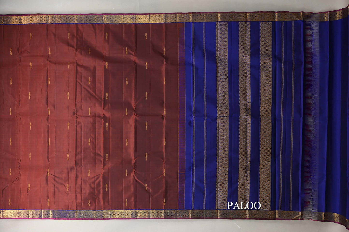 Coffee Bean Brown Vintage Kanjivaram Silk Saree  paloo