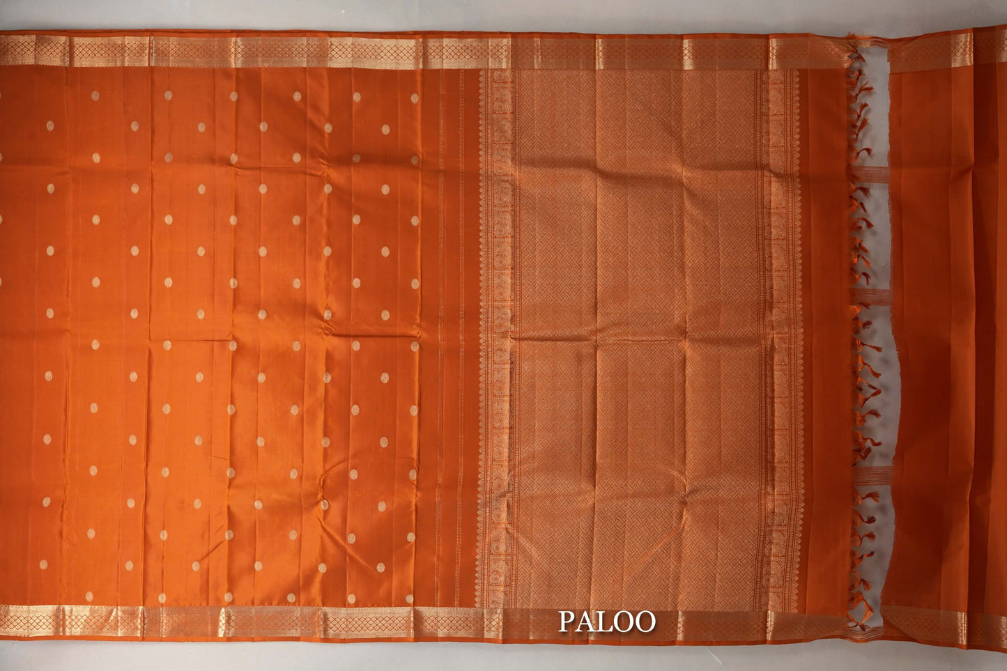Mango Orange Vintage Kanjivaram Silk Saree  paloo
